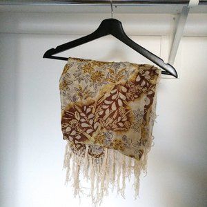 Le Chateau Summer Garden Themed Sheer Silk Scarf